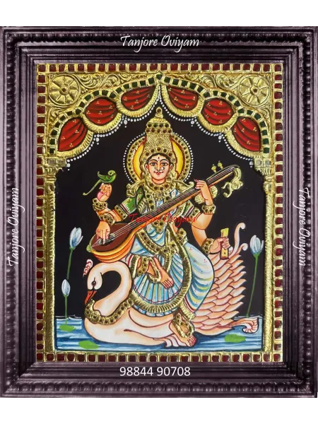 Goddess Saraswathi Tanjore Painting